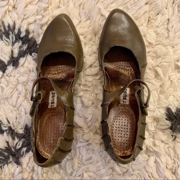 Tsubo Olive Leather Mary Jane Heels 8.5 - Picture 7 of 7